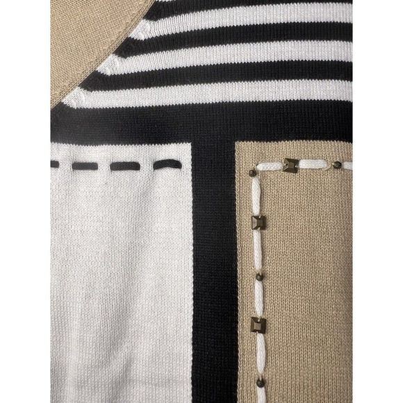 Alfred Dunner NWOT Beige Black Stripe Sweater Blouse Womens Plus Size 1X - Picture 6 of 8